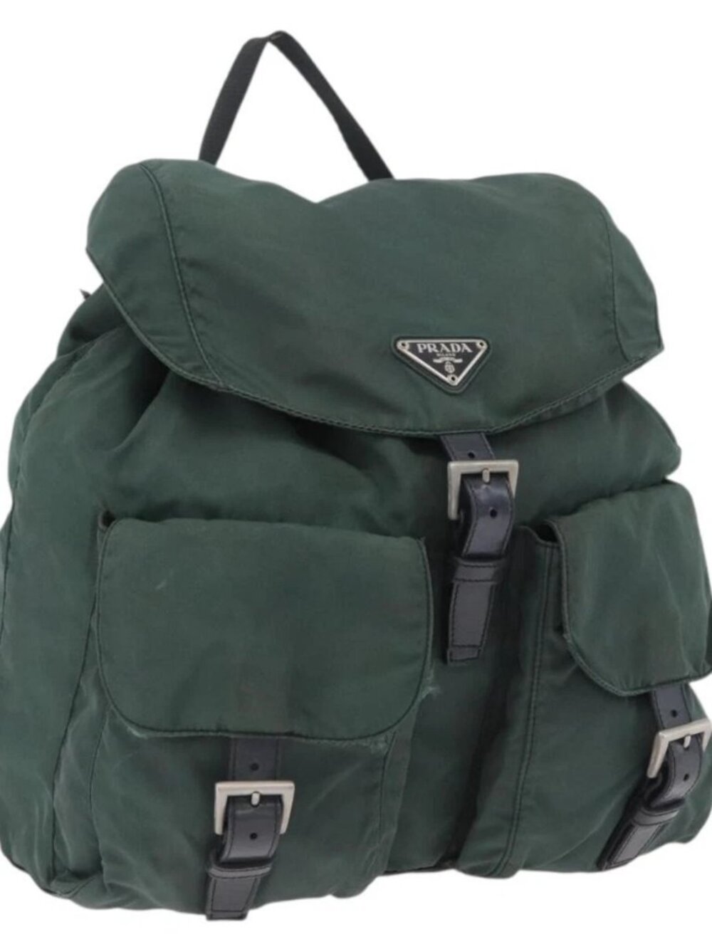 PRADA Backpack Nylon Green Silver Auth BSZ500